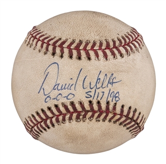 1998 David Wells Game Used and Signed OAL Budig Baseball From Perfect Game on 5/17/98-World Series Champs Season (Homer Bush LOA & PSA/DNA)